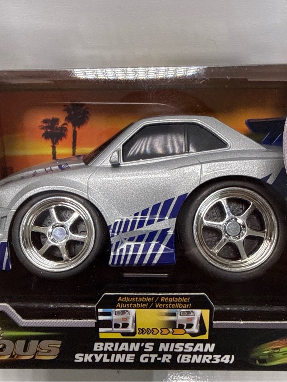 Brian's Skyline GT-R (BNR34) Kids Toy Car - Silver with Blue Accents